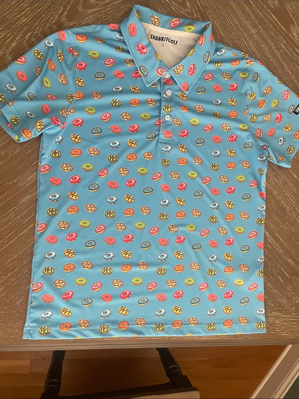 Shankit Golf Light Blue Donut Print Polo